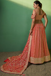 Designer Red detailed Indian tradition design on georgette lehenga with sequence and embroidery | bollywood lehenga